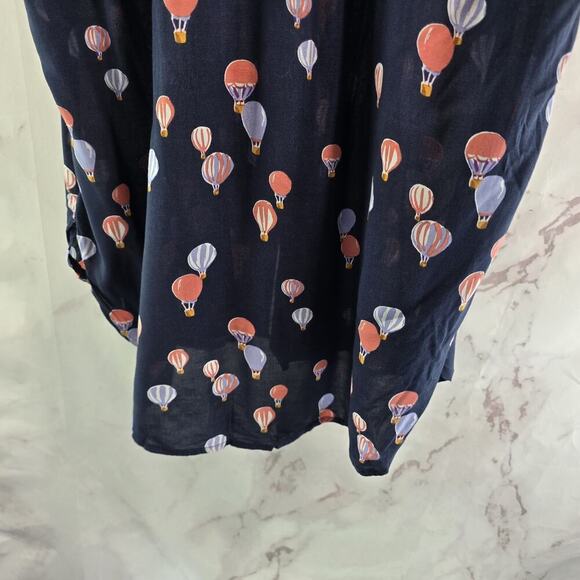 Anthropologie Top Womens XS P Navy Tank Hot Air Balloon Maeve Button Up - Picture 7 of 10
